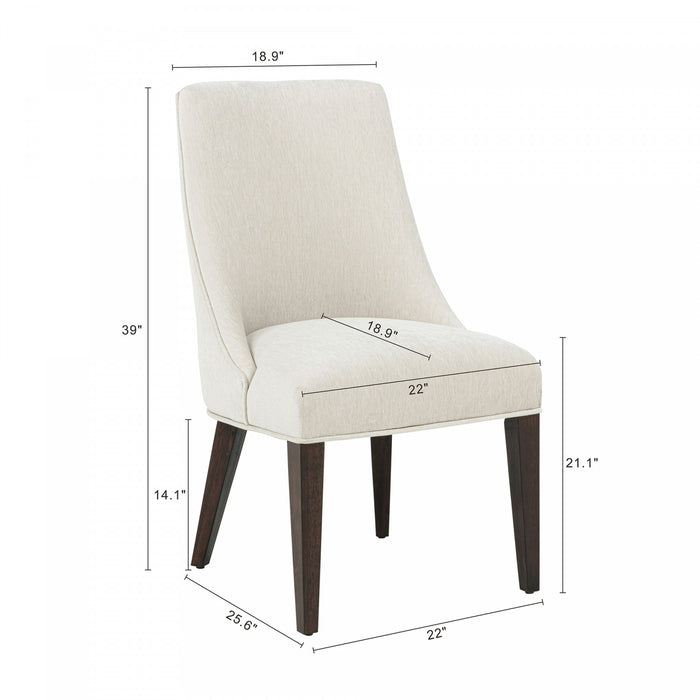 Chaise de salle a manger moderne Beever en bois et chenille creme - Lot de 4