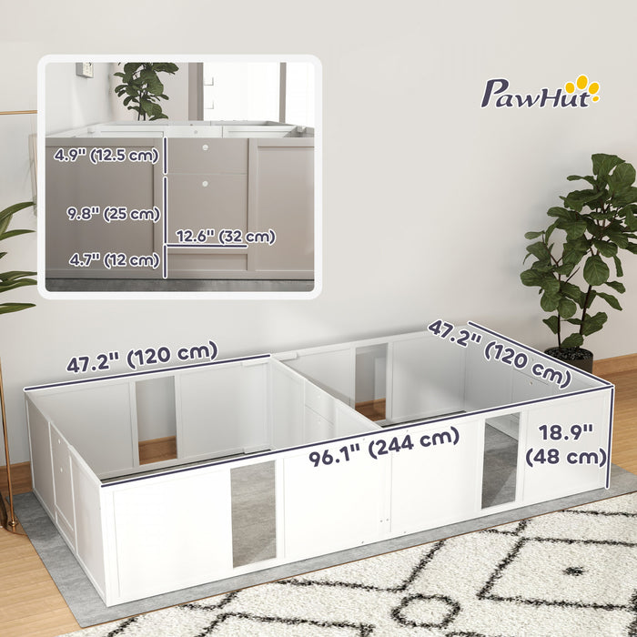 Pawhut Boite De Mise Bas Pour Chiens Et Chiots, Enclos De Mise Bas Pour Chien, Interieur Avec Portes Amovibles A Hauteur Reglable, Pour Chiens De Petite Taille, 96\" X 47\" X 19\"