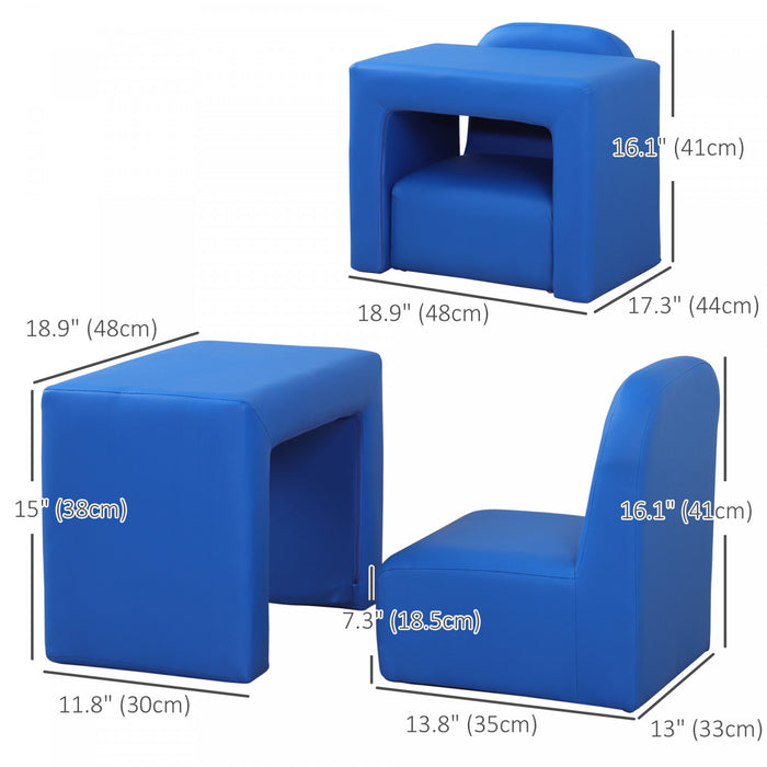 Qaba Fauteuil Enfant Ensemble Chaise Table 2 En 1 Ensemble De Tables Et De Chaises Multifonctionnelles Pour Enfants Meubles D'activites Bleu