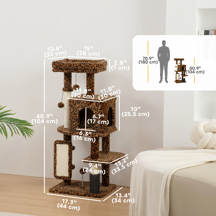 Arbre a chat 104 cm avec poteaux a griffer, beige