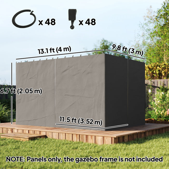 Rideaux universels pour tonnelle Outsunny, 3 m x 4 m, 4 panneaux, gris