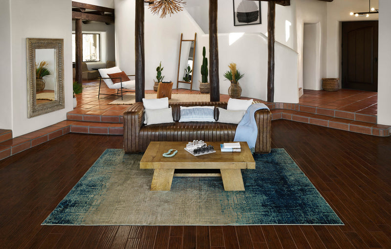 Tapis Contemporain Sable 7'9\" x 9'10\" en Bleu