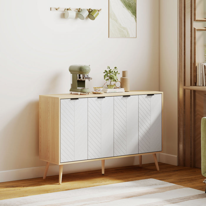HOMCOM Buffet 47\" avec Etageres Reglables, Naturel