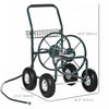 Outsunny Garden Hose Reel Cart, Portable Hose Organizer with Hose Guide System, Hold Up to 300 ft of 5/8" Hose, 4 Wide Wheels & Storage Basket for Industrial, Yard, Garden, Farm