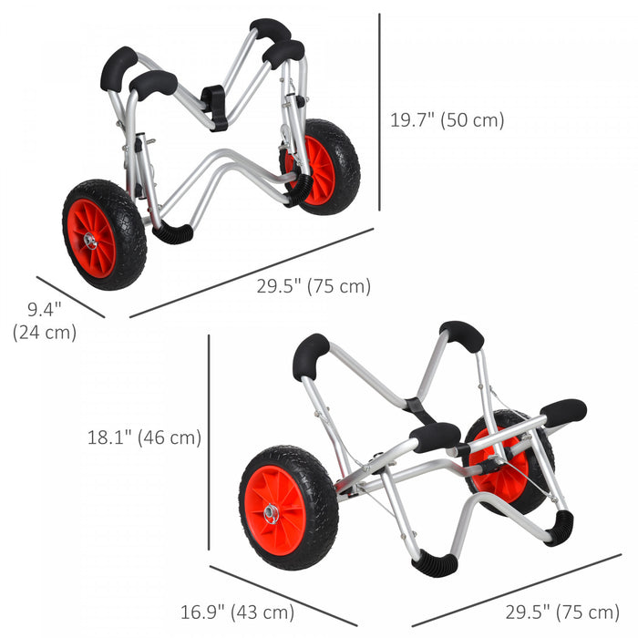 Soozier Kayak Cart Aluminium Boat Canoe Carrier Avec Pneus De Plage