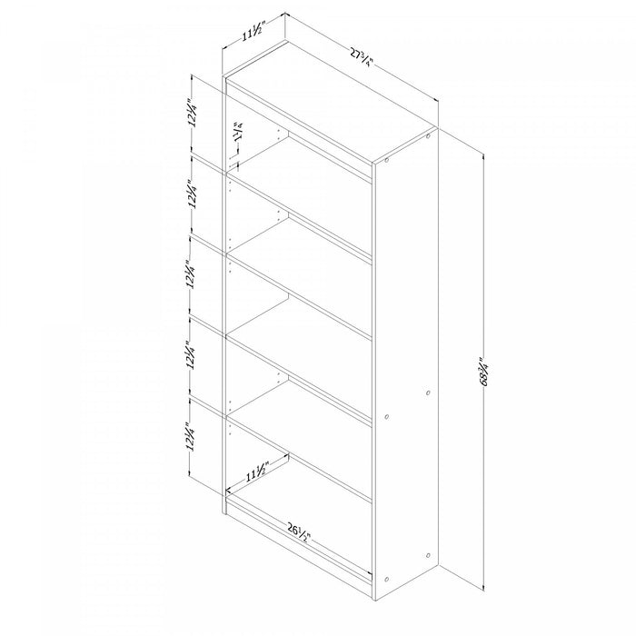 Bibliothèque Axess à 5 tablettes - cerisier morgan