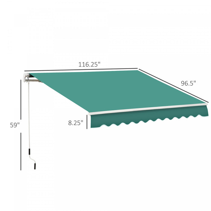 Store Banne Manuel Retractable Aluminium Polyester Impermeabilise 3l X 2,5l M Vert