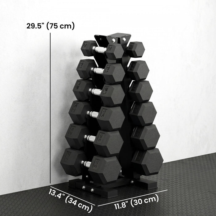 Soozier set d’halteres hexagonaux 95 kg avec rack vertical pour home gym