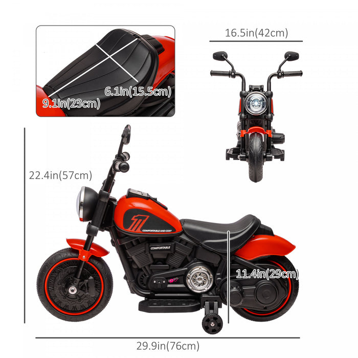 Aosom Moto Electrique Pour Enfants, 6 V, Demarrage A Un Seul Bouton, Rouge