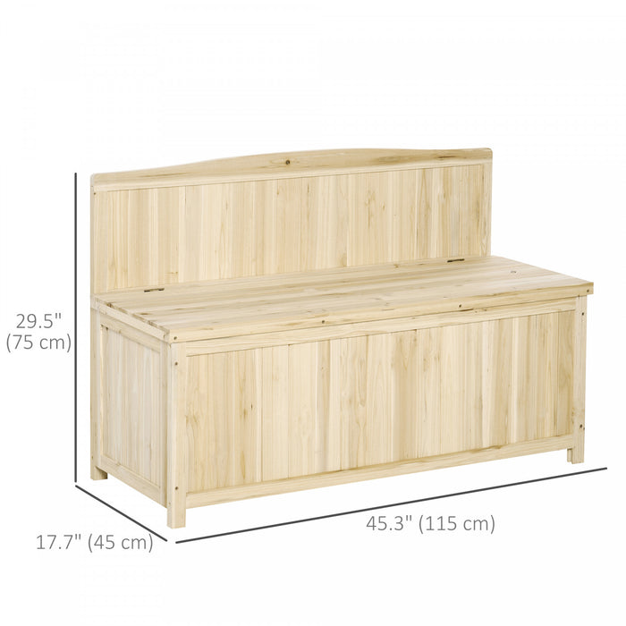 Outsunny Banc De Jardin En Bois Avec Coffre De Rangement, Naturel