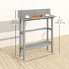 Outsunny Table De Bar D'exterieur Avec Repose-pieds, Plateau A Lattes, Gris