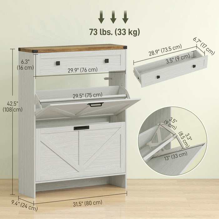 HOMCOM Meuble a chaussures, meuble de rangement a chaussures