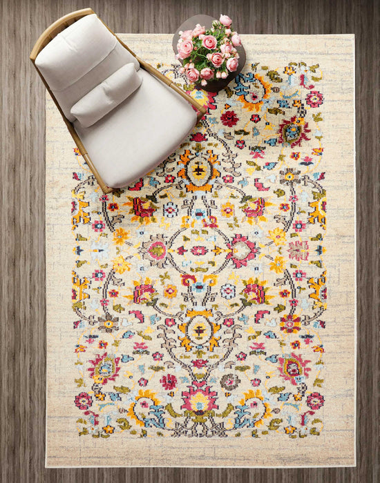 Tapis Traditionnel Rosa 5'0\" x 8'0\" en Ivoire