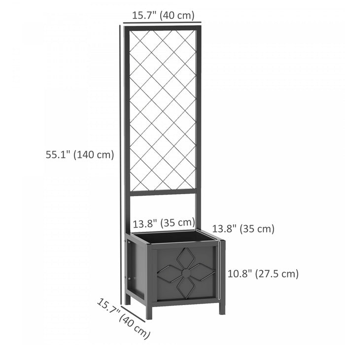 Outsunny Jardiniere en metal avec treillis, trous de drainage