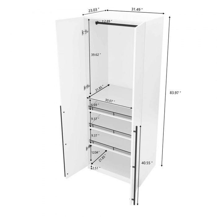 Armoire moderne Lee 32\" en blanc - Ensemble de 2