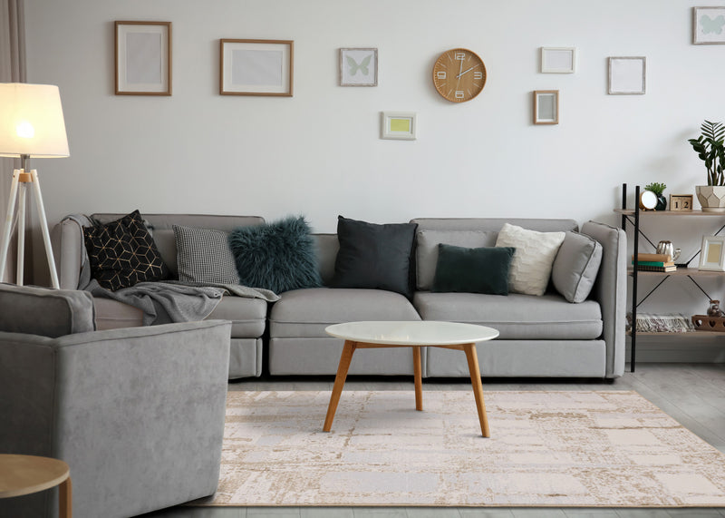 Carpette Isabelle crème à aspect vieilli - 7 pi 10 po x 10 pi 10 po