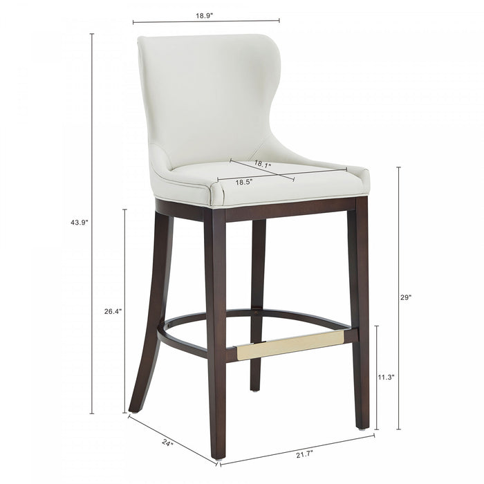 Tabouret de bar Blair moderne en bois avec assise rembourree, coloris blanc