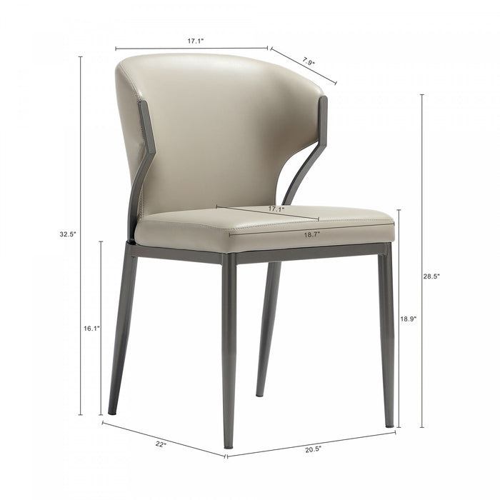 Chaise de salle a manger moderne en cuir vegetalien et metal Kirsten, gris clair - Lot de 4
