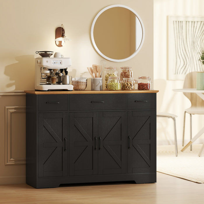 HONCOM Buffet avec charnieres a fermeture amortie, meuble de cuisine, noir