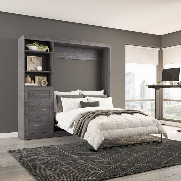 Lit double escamotable mural Pur de Bestar de 84 po avec rangement et tiroirs - gris écorce