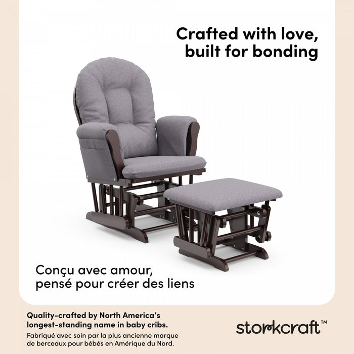 Storkcraft Hoop Fauteuil bercant et pouf - Espresso avec gris swirl