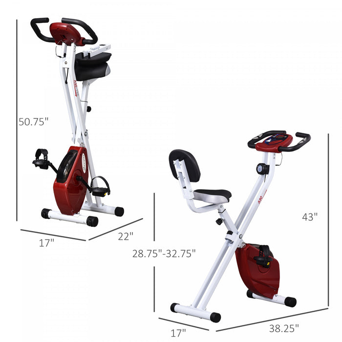 Soozier Velo D'exercice D'entrainement Vertical Pliable Avec 8 Niveaux De Resistance Magnetique Pour L'exercice Aerobique, Rouge