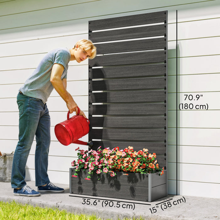 Outsunny Lit De Jardin Sureleve Avec Treillis Pour Plantes Grimpantes, Noir