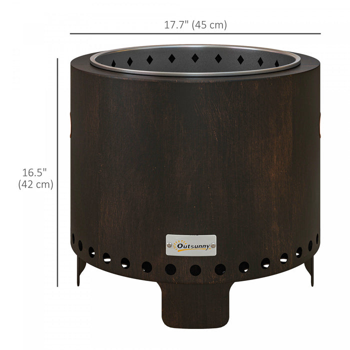 Outsunny Foyer Sans Fumee, Foyer A Bois Portable Avec Tisonnier, Noir