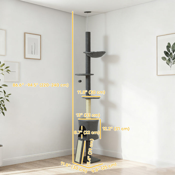 Arbre a chat du sol au plafond, hauteur reglable 220-240 cm