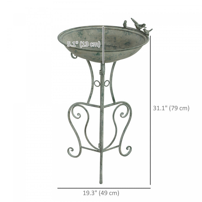 Outsunny Bain D'oiseaux En Metal De 19,3 Po Avec Statues D'oiseaux