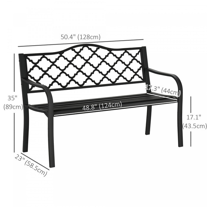 Outsunny Banc De Jardin 2 Places Loveseat D'exterieur En Acier, Noir