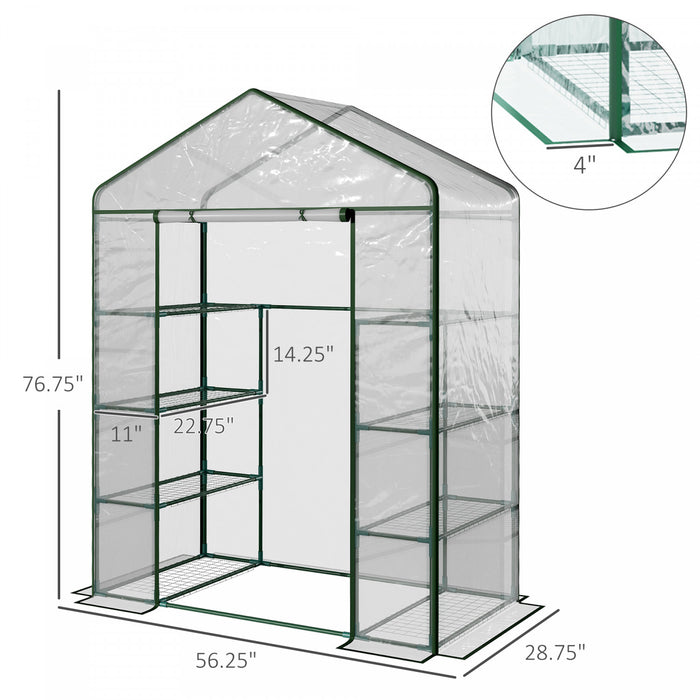 Outsunny 56\" X 29\" X 77\" Serre Portable Plante De Jardin , Maison Chaude Avec Etageres A 4 Niveaux Et Porte A Glissiere Enroulable, Transparent