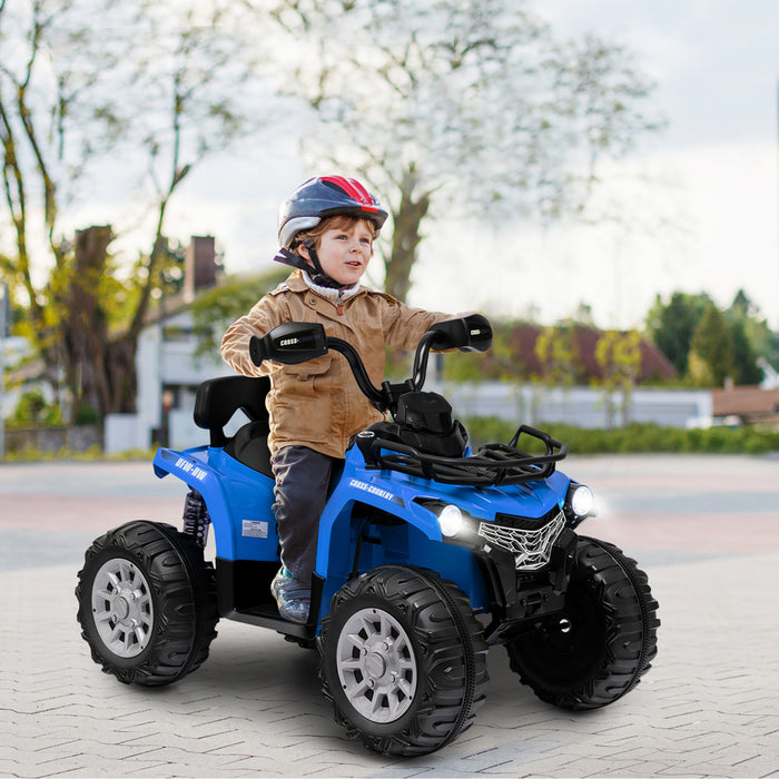 Costway 12v Enfants Rouler Sur Atv Electrique 4 Roues Quad 2 Vitesses W / Mp3 & Phares Bleu