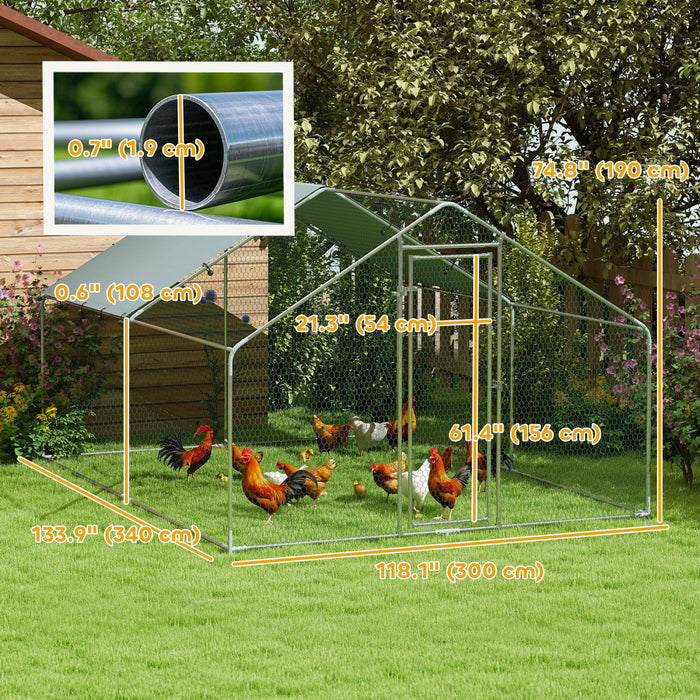 Poulailler metallique, enclos de 10,2 m²