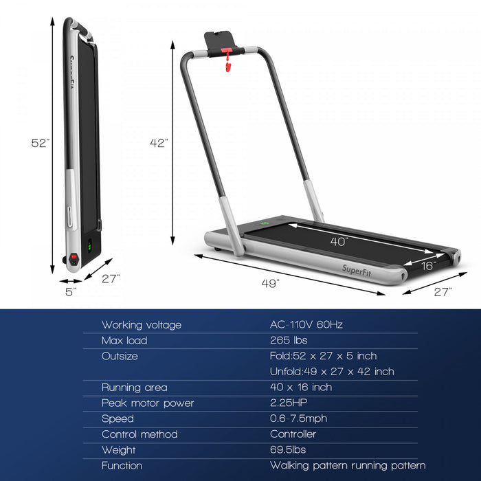 Tapis De Course Pliable 2,25cv Superfitavec Telecommande