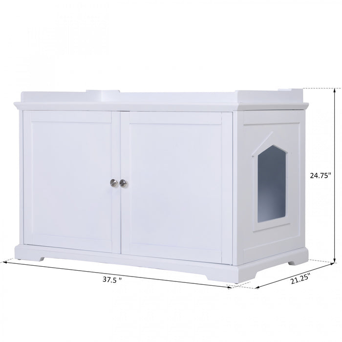 Pawhut Boite A Litiere Pour Chat Couverte 2 En 1 Toilettes Rangement Hideaway Armoire Banc Decor A La Maison
