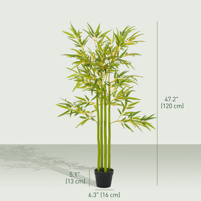 Outsunny Lot de 2 Bambous Artificiels 4', Plantes Vertes Decoratives en Pot