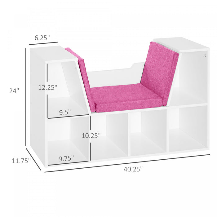 HOMCOM Bibliotheque 6 Cases avec Coussin Coin Lecture, Rose