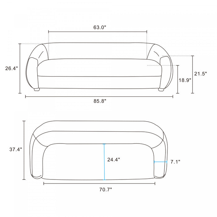 Canape Tribeca style mid-century 218 cm en chenille vert olive