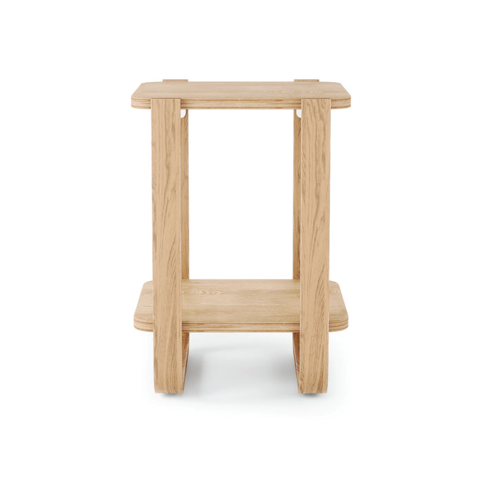 Table de bout et de fauteuil moderne Bellwood de Umbra en bois massif avec tablette - naturelle