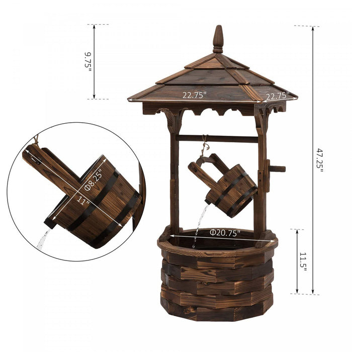 Fontaine De Cascade De Tonneau Exterieur Bois Rustique Avec Pompe Decor De Jardin