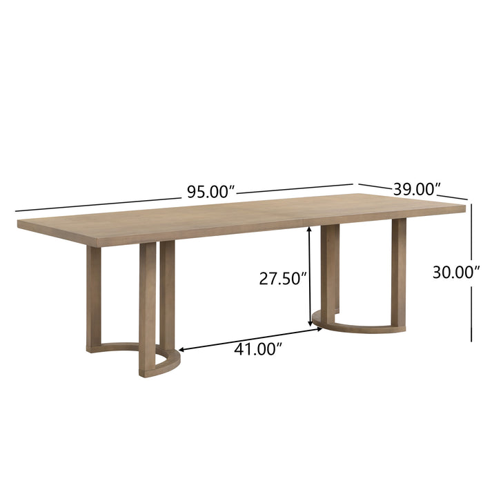 Table Manger Ethan Avec Piètement En U, En Bois Massif Et MDF, 95 Po - Couleur Naturelle
