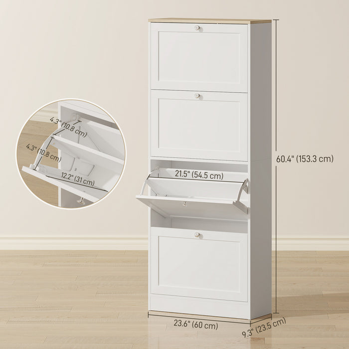HOMCOM Armoire a chaussures moderne pour 25 paires de chaussures, Blanc
