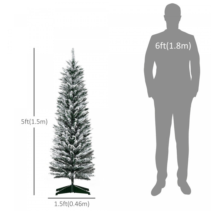 Homcom Sapin De Noel Artificiel Floque De Neige De 5pi Branches Realistes