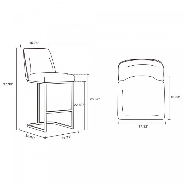 Tabouret de comptoir moderne en metal et tissu Serena, coloris taupe