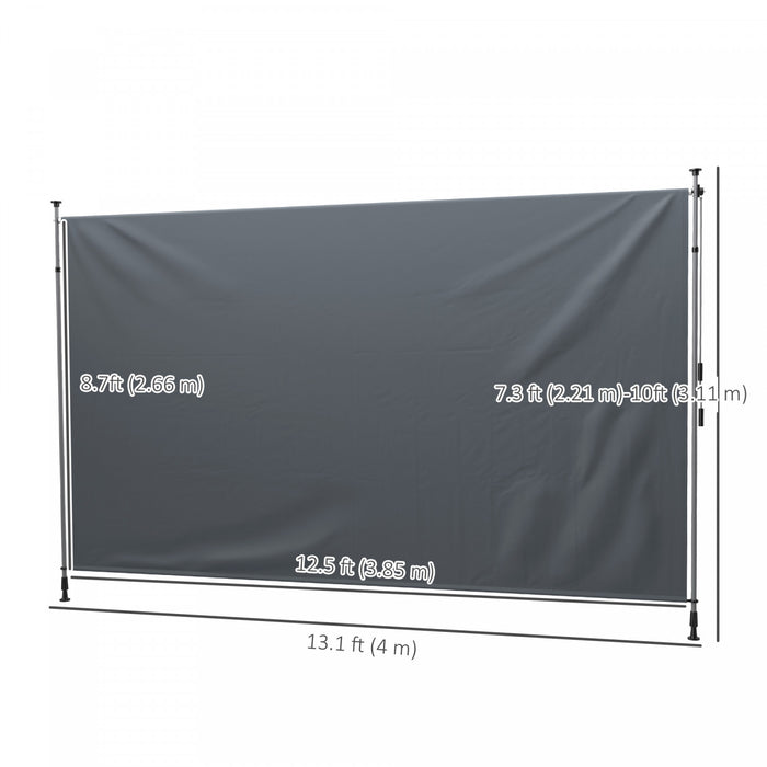 Outsunny Auvent De Patio Retractable, Ecran De Confidentialite, Gris Fonce