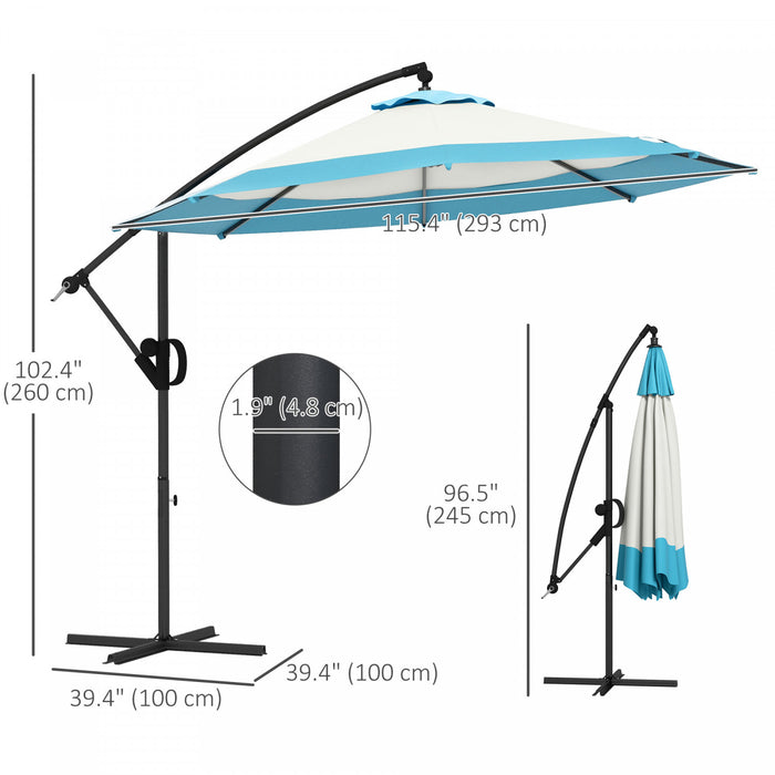Outsunny Parasol De Patio En Porte-a-faux De 10 Pieds Avec Manivelle, Bleu