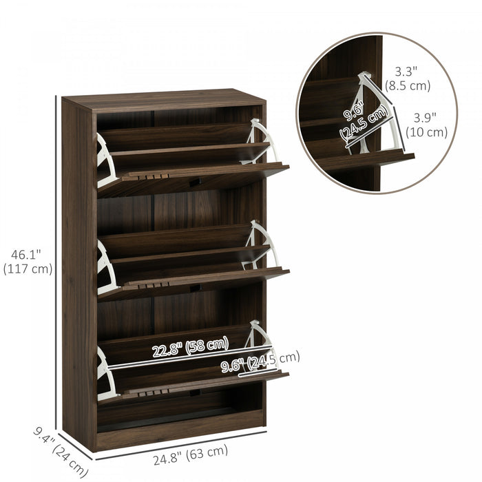 HOMCOM Armoire a chaussures avec 3 tiroirs rabattables, 18 paires