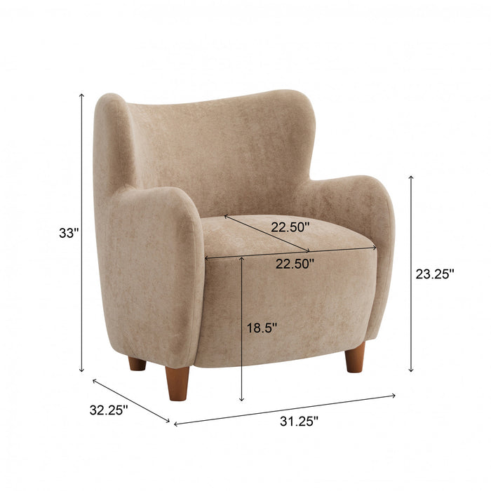 Sophia Fauteuil confortable rembourre avec dossier a oreilles, camel clair