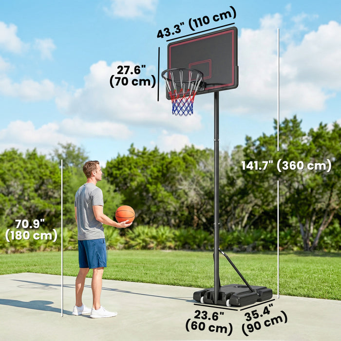 Soozier Panier de Basket Portable, Hauteur Ajustable de 1,35 m a 3,05 m